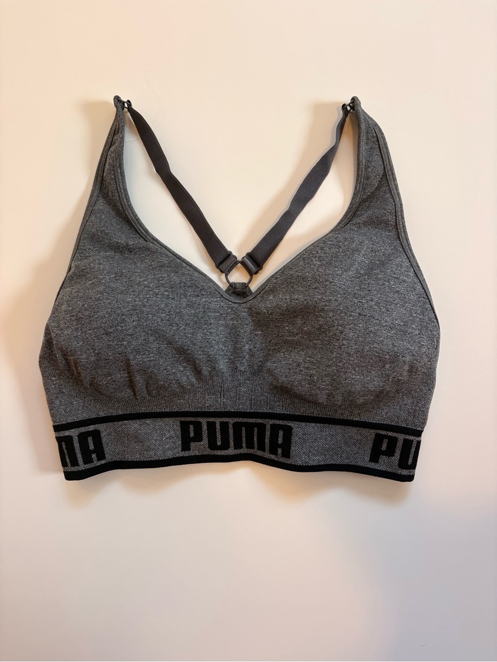 Puma Charcoal Gray Seamless Logo Sports Bralette